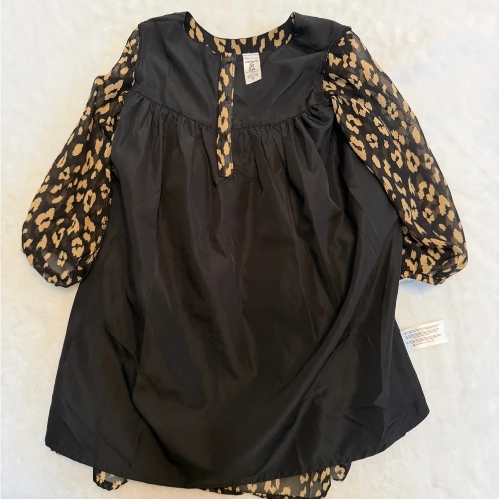 Carter's Size 5T Black and Gold Patterned Kids Dress